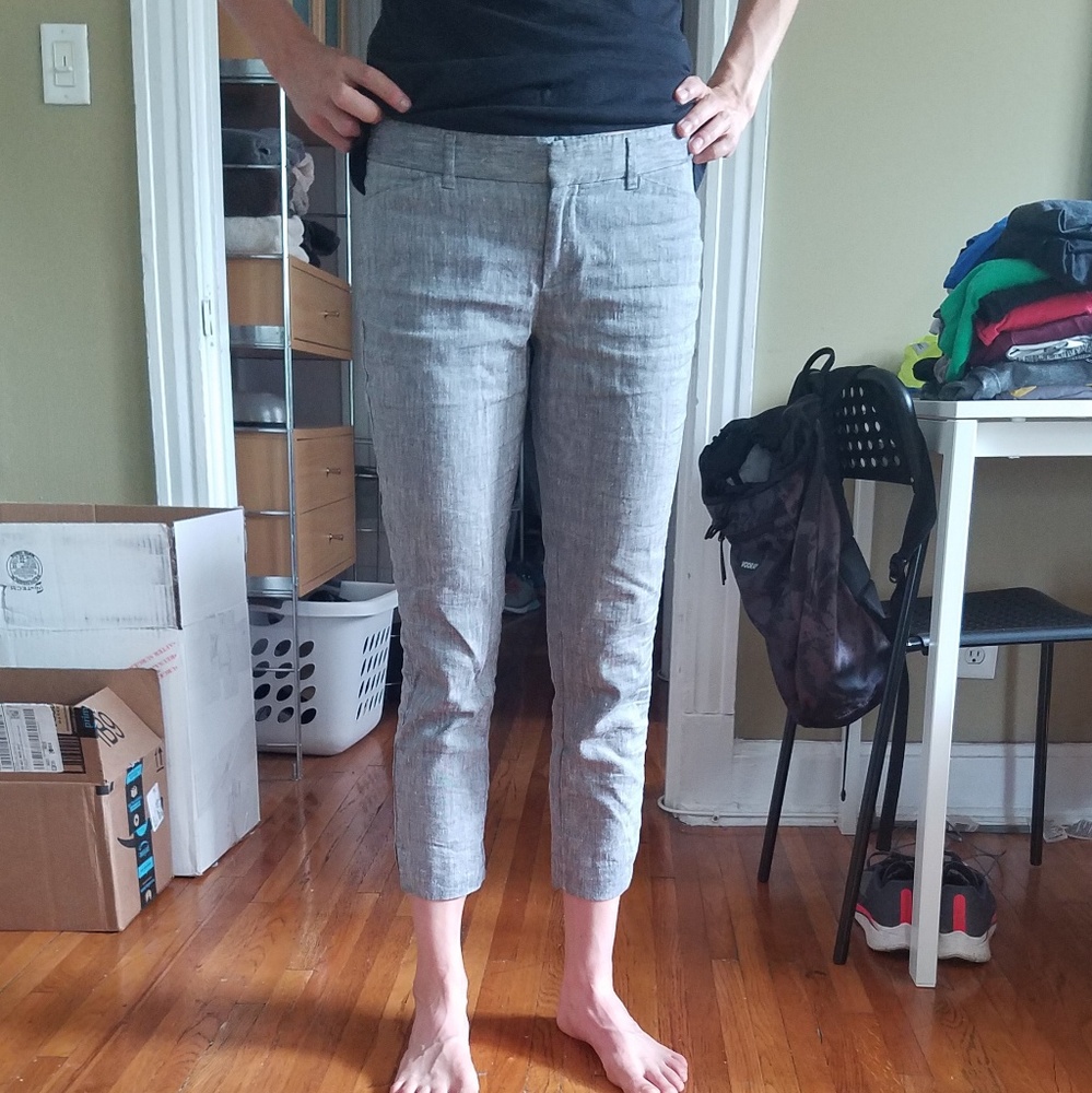Linen cropped dress pants